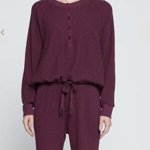 Stateside Waffle Knit Drawstring Pullover and Sweatpants 2pc Set XS
